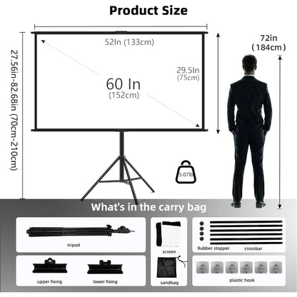 60" Portable Projector Screen with Stand