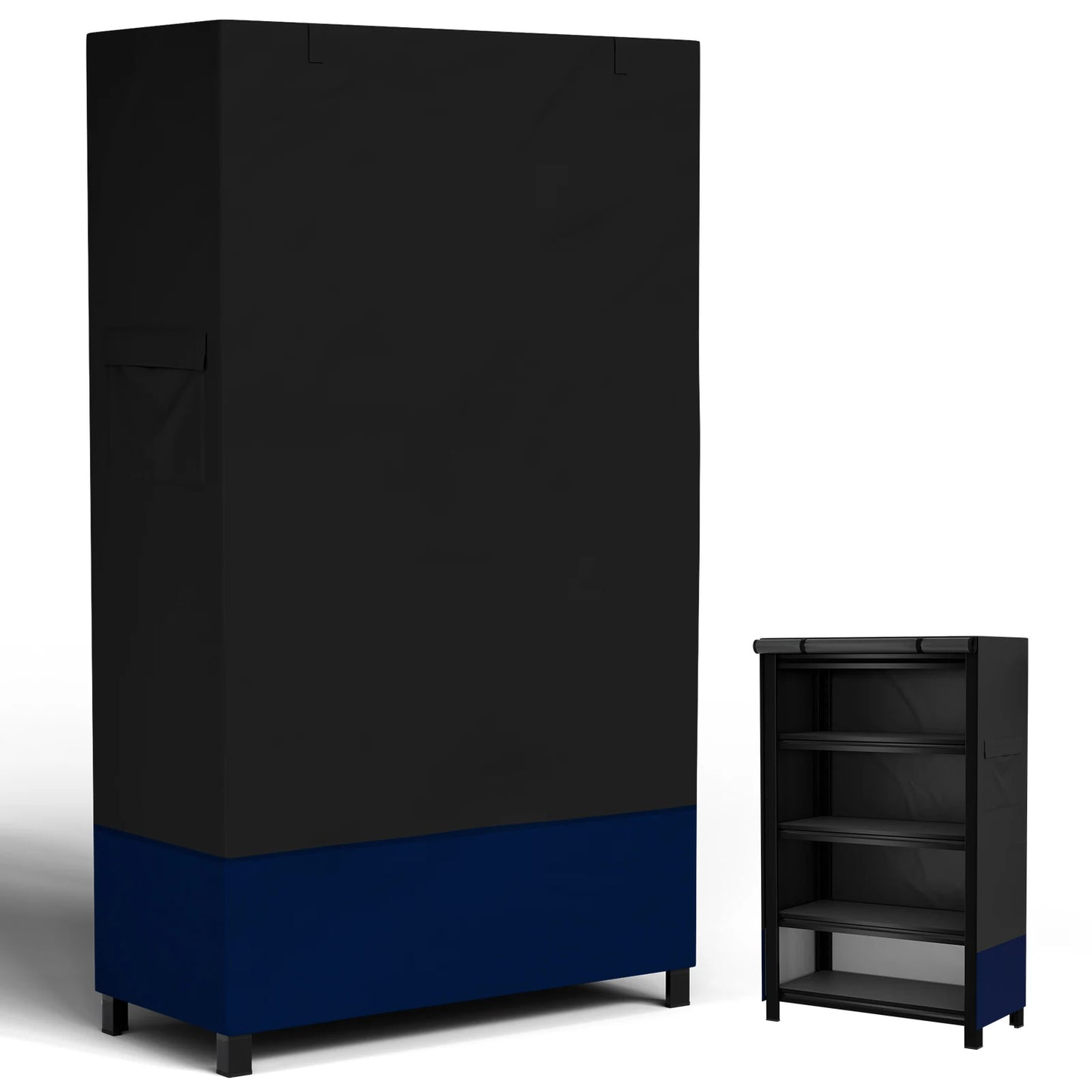 Black and Navy 600D Oxford Dustproof Shelf Cover 91×60×182cm