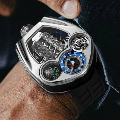 Multifunction Sports Quartz Watch 50ATM Waterproof Silicone Band