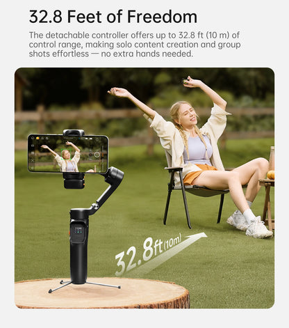 White Smartphone Gimbal with AI Tracking & Fill Light