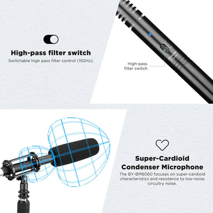 Super Cardioid Shotgun Condenser Microphone for DSLR Video