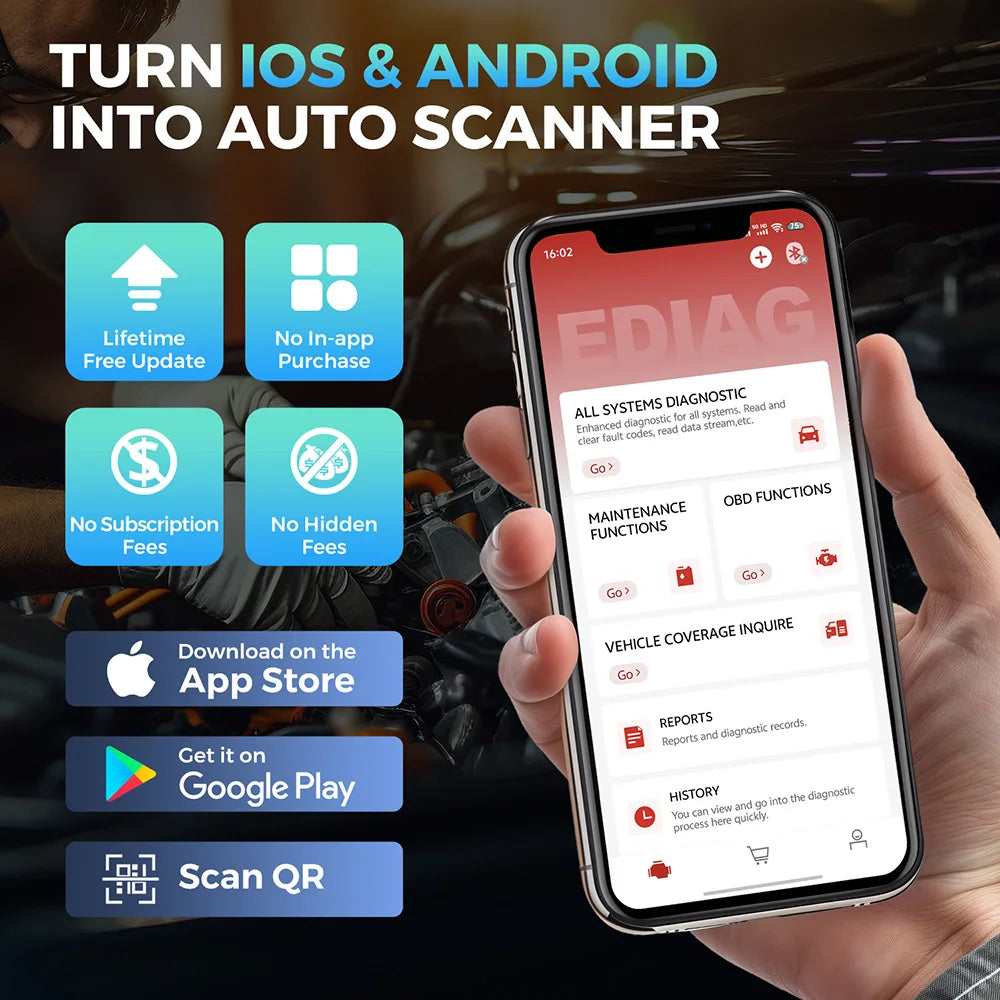 Bluetooth OBD2 Car Scanner with 15 Reset Functions