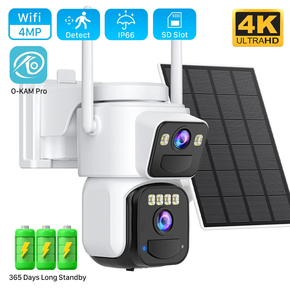 8MP Dual Lens Solar WiFi Security Camera with Color Night Vision