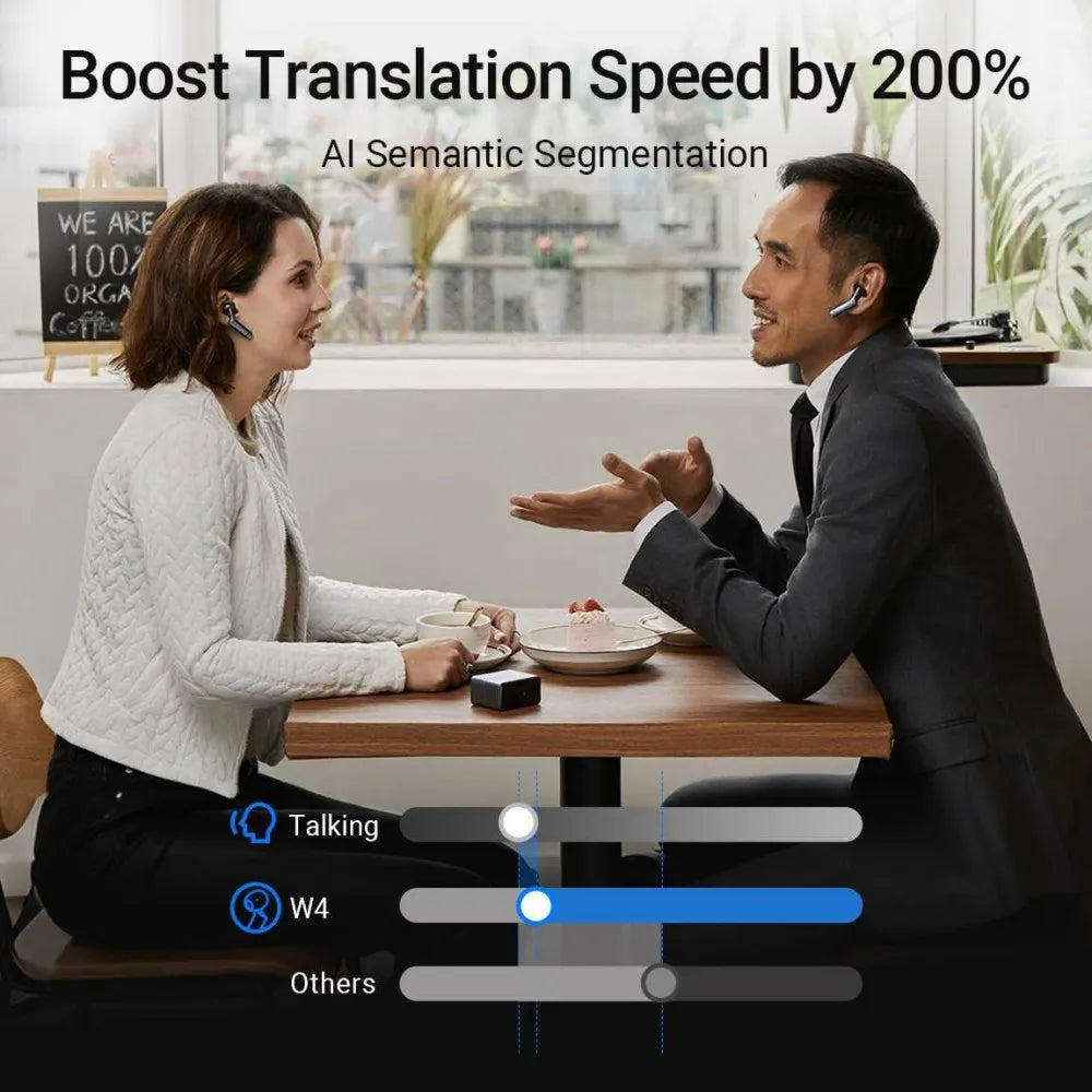 Wireless AI Translator Earbuds Business Travel Sandy Gold