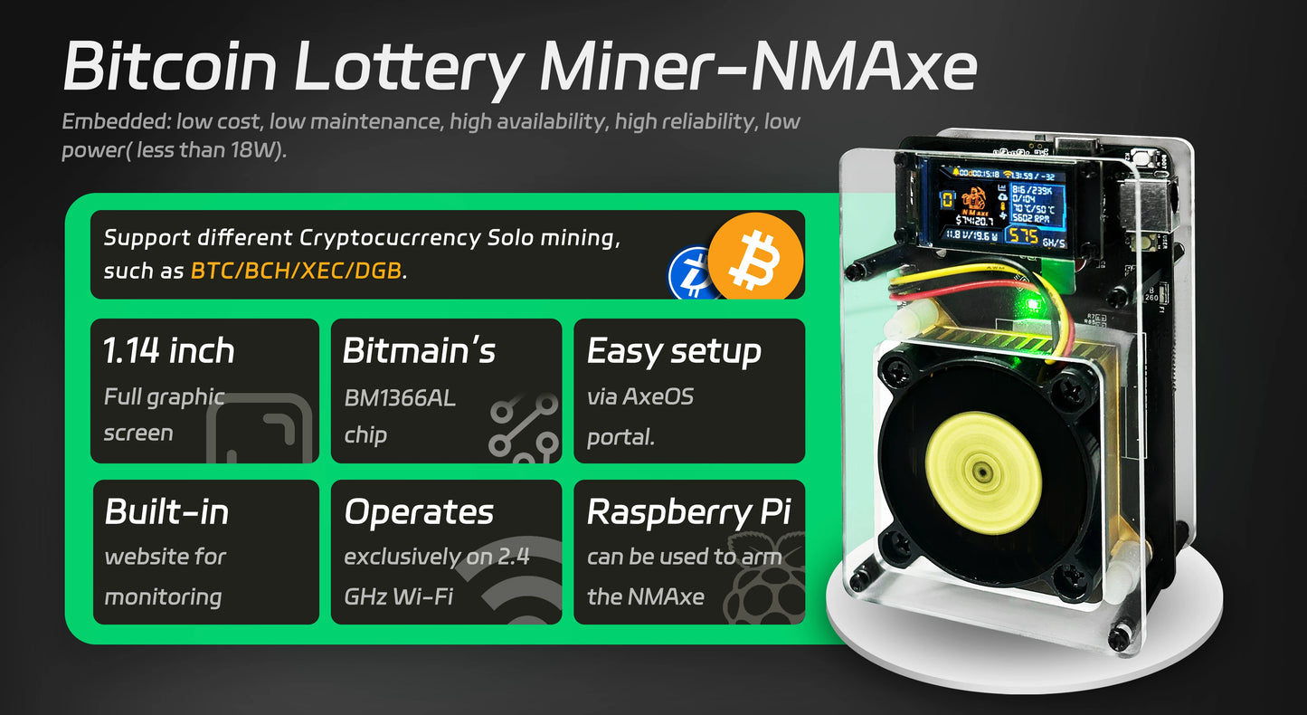Bitaxe Ultra 500GH/s ASIC Solo Crypto Miner with Full Colour Display