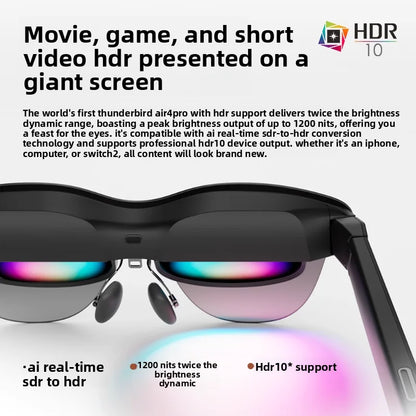 Smart AR Glasses 35 Inch Display IPX5 Waterproof 4K Camera