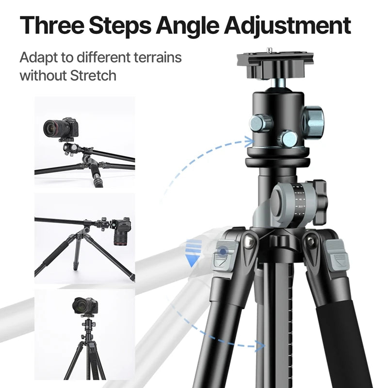 1.76m Aluminum Camera Tripod Monopod 15kg Load Arca Plate