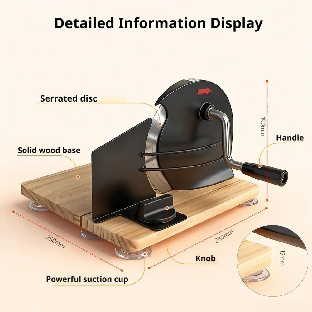 Hand Crank Bread Slicer with Adjustable 5-20mm Thickness