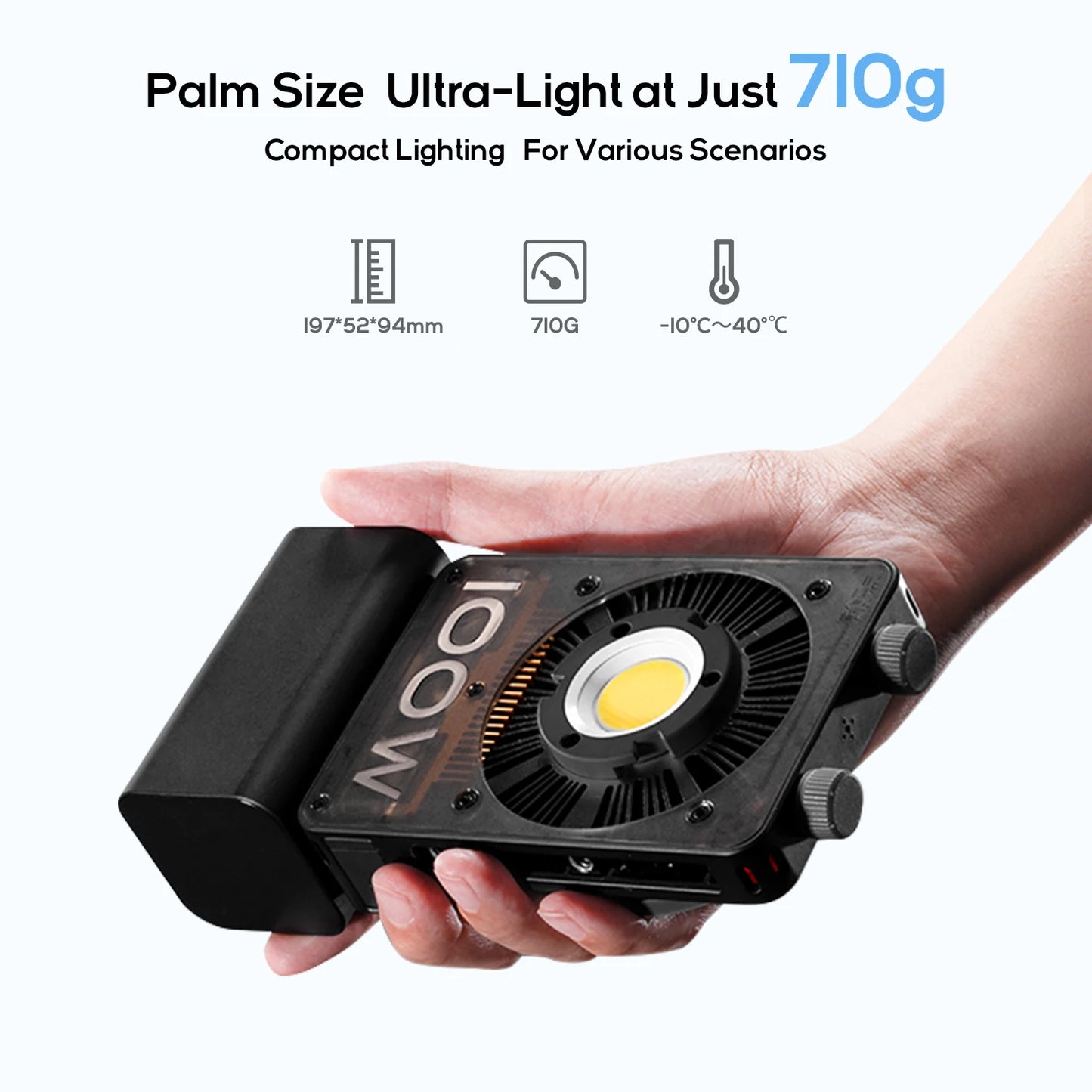 100W Handheld LED Video Light with Bi Color Adjustment
