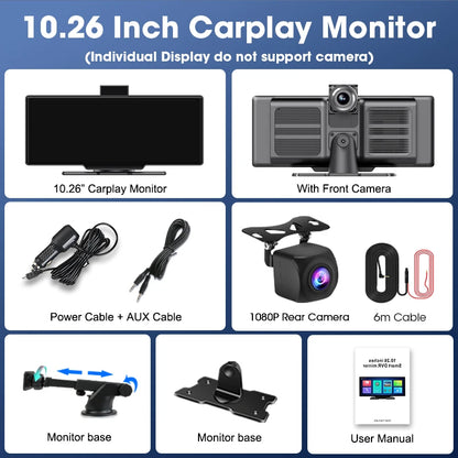 10.26 Inch 4K Dash Cam Rear Camera 64G