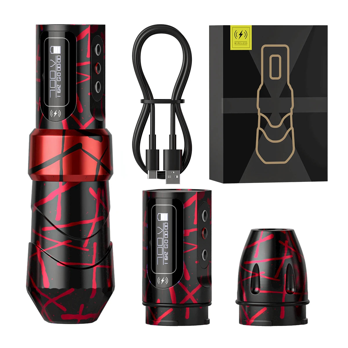 Cordless Tattoo Machine 4.0mm Stroke Red Camo