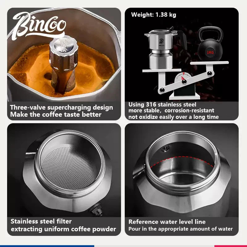 Barista-Style Moka Coffee Pot with Italian Design