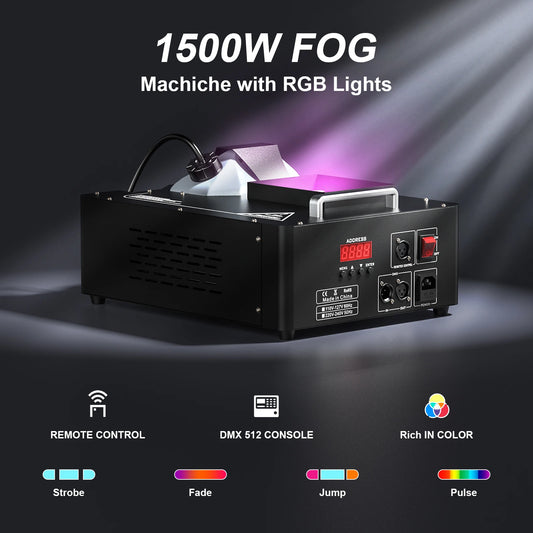 1500W Fog Machine with RGB LED Stage Lighting