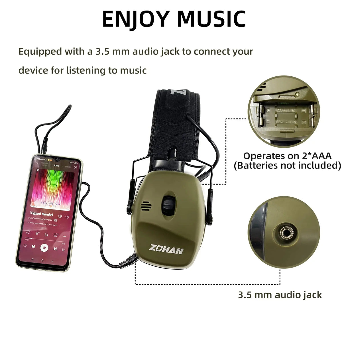 Rechargeable Electronic Hearing Protection Earmuffs NRR 30dB