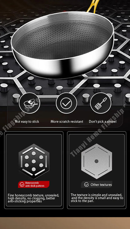 28cm 316 Stainless Steel Honeycomb Non-Stick Frying Pan