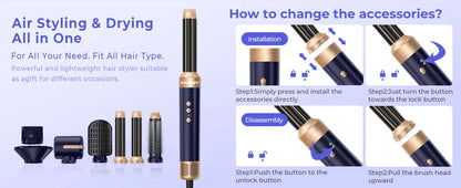 7 in 1 Hair Dryer Brush with Ionic Hot Air Comb