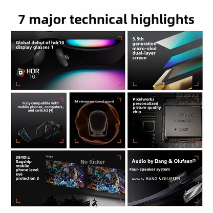 Smart AR Glasses 35 Inch Display IPX5 Waterproof 4K Camera
