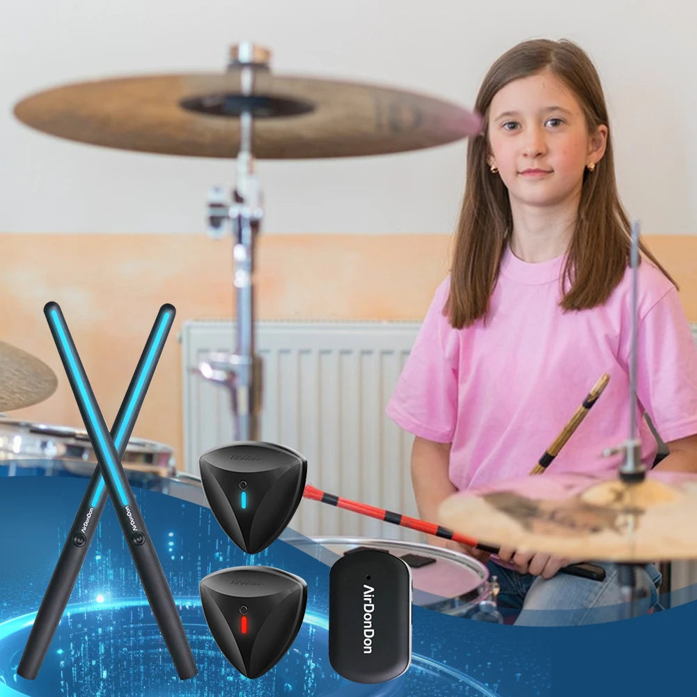 Wireless Air Drum Sticks with Bluetooth and Foot Pedal