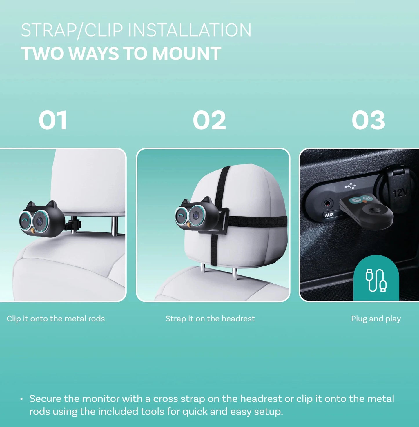 Smart Rear Seat Monitoring Camera with Wireless Car Play
