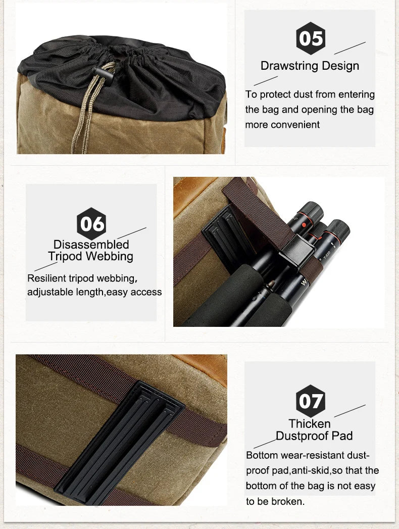 Large Waterproof Camera Backpack with Laptop Compartment