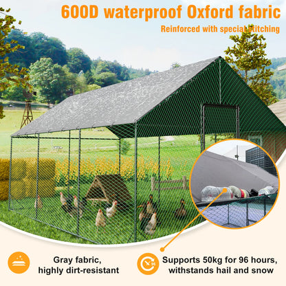Large Outdoor Walk-In Chicken Coop with Roof Cover