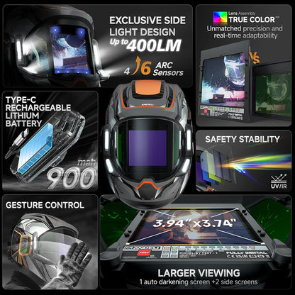 DB 4LED Auto Darkening Welding Helmet Large View