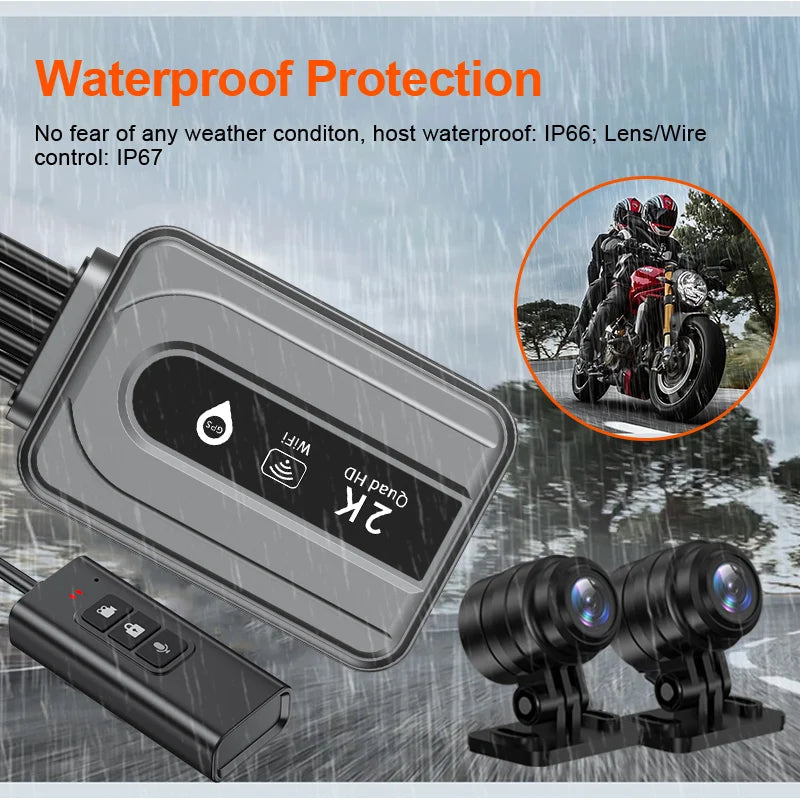 Motorcycle 2K DVR Camera with GPS 64GB