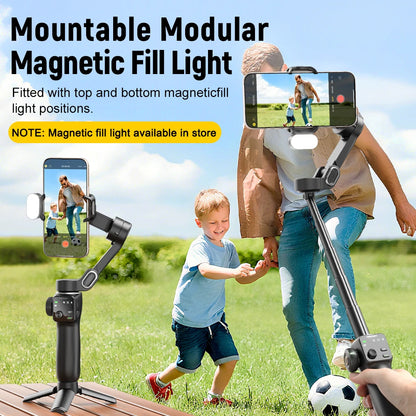 Travel Gimbal Kit with Selfie Stick for iPhone Android Black