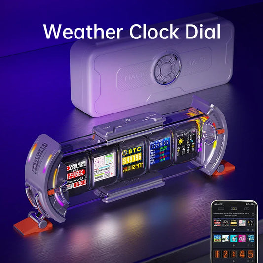 Cyberpunk WiFi Digital Clock RGB LED Display Pink