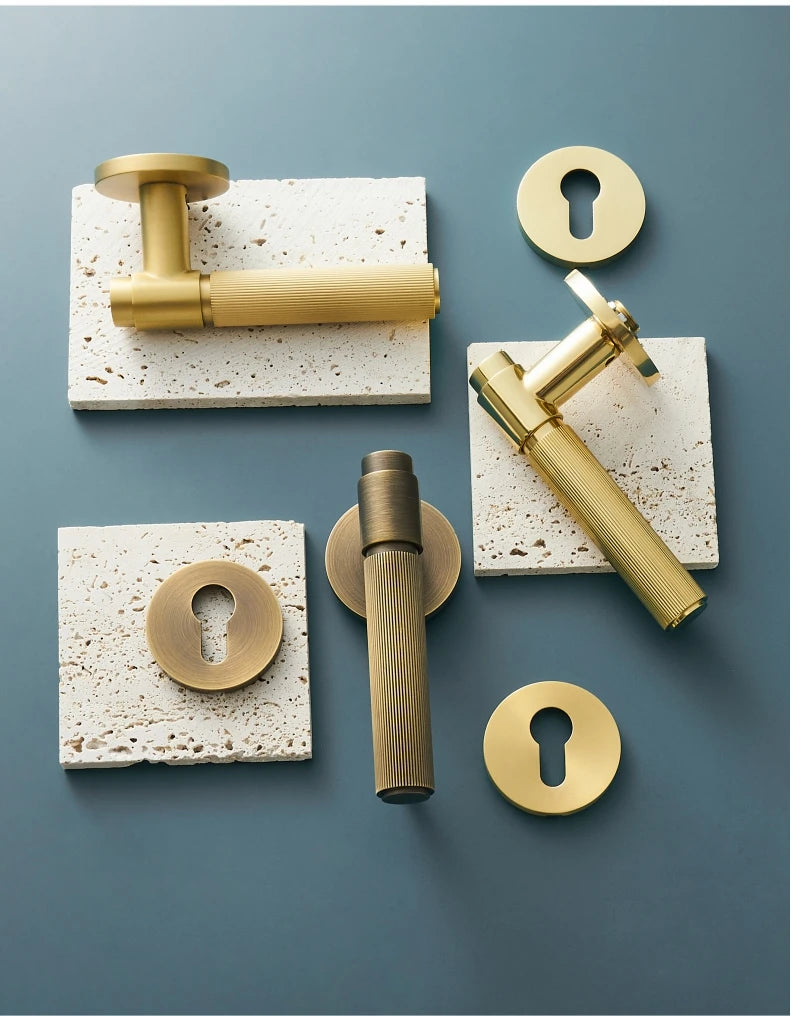 Interior Bathroom Door Lever Lock Privacy Set Brass