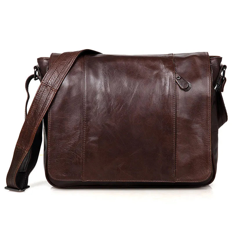 Genuine Leather Messenger Bag Stylish Brown Crossbody