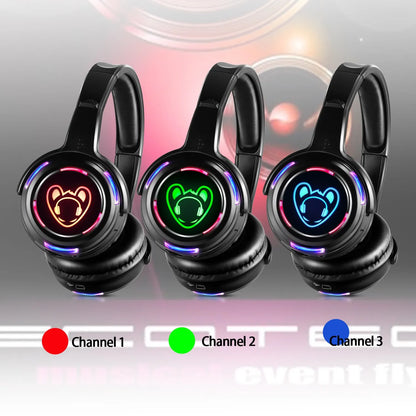 15 Wireless LED Headphones for Multi-Channel Silent Disco