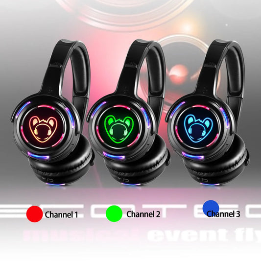 15 Wireless LED Headphones for Multi-Channel Silent Disco