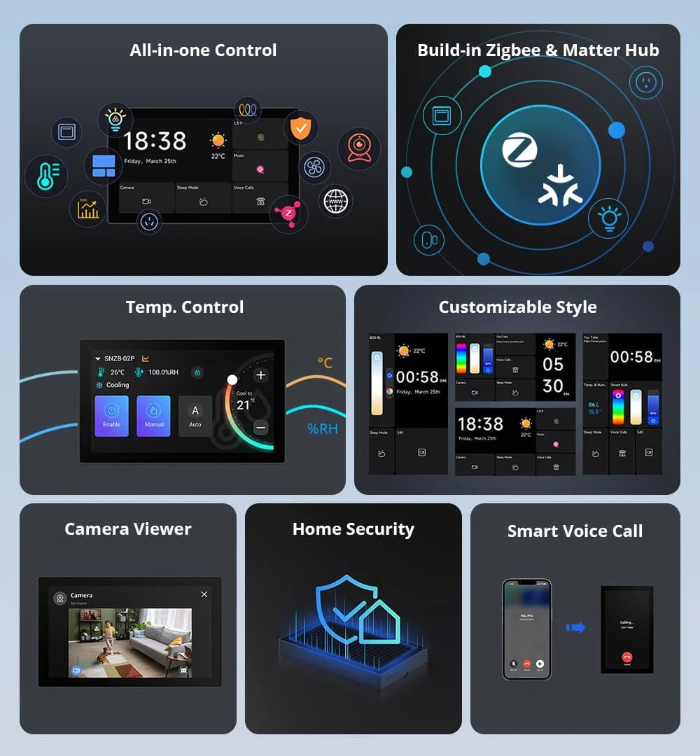 Large 120mm Black Smart Home Hub Control Panel
