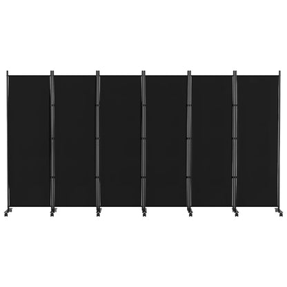 Portable Fabric Room Partition Screen 6 Panels Black