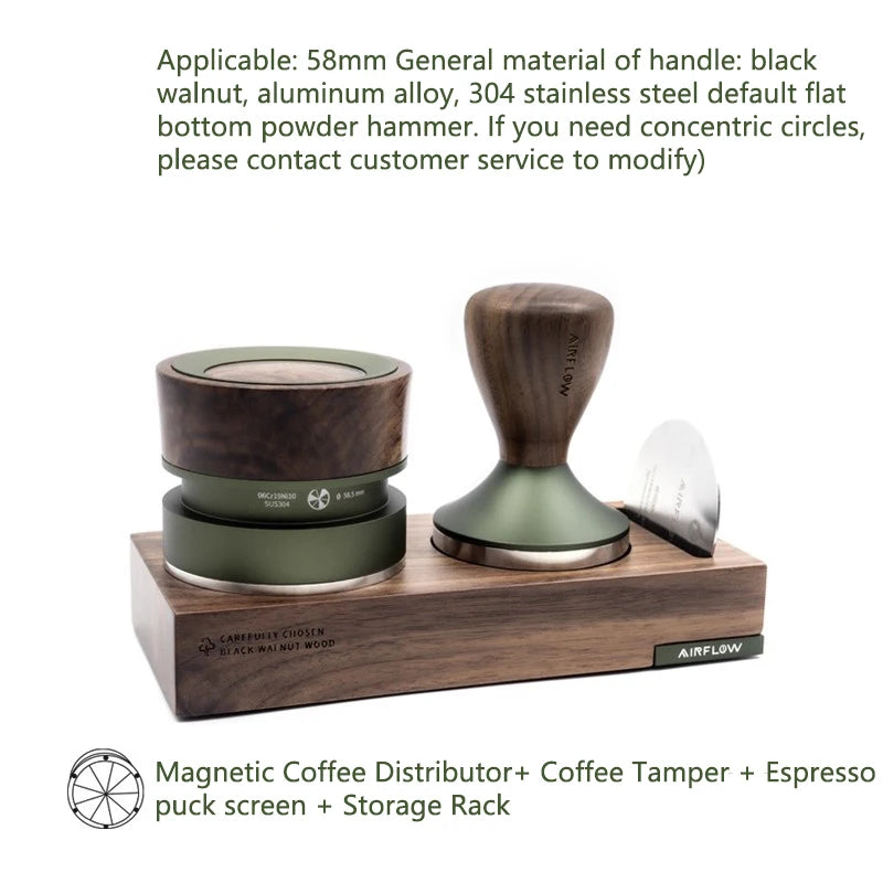 Barista Coffee Tool Set 58.5mm Magnetic Green Leveler and Tamper