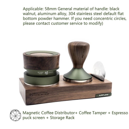 Barista Coffee Tool Set 58.5mm Magnetic Green Leveler and Tamper
