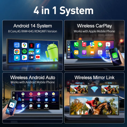 11.4 Inch 4G Smart Dash Cam Triple View 128GB