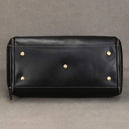 Leather Folding Suit Bag with Shoe Pocket Black