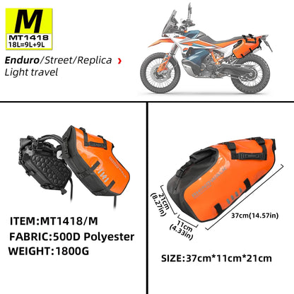 18L Waterproof Motorcycle Side Bags 2-Pack Compact Durable