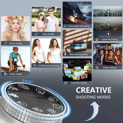 6K Compact Camera 84MP with 32GB TF Card and Flash