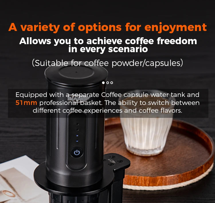 Compact Espresso & Capsule Coffee Maker for Outdoors