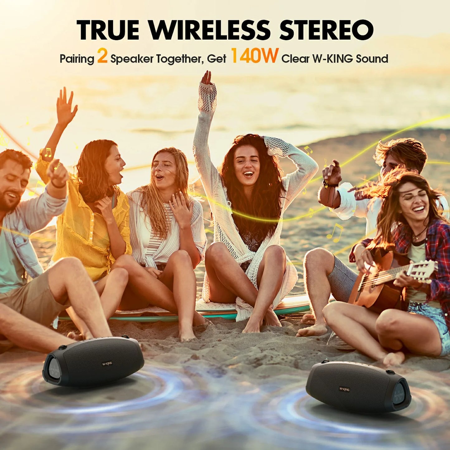 120W Portable Bluetooth Speaker with IPX6 Waterproof Bass