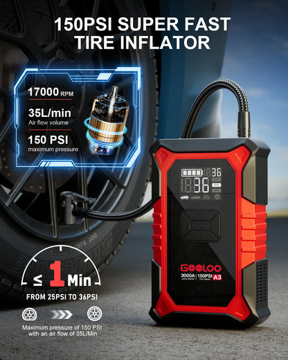 Portable 12V 4000A Car Battery Jump Starter