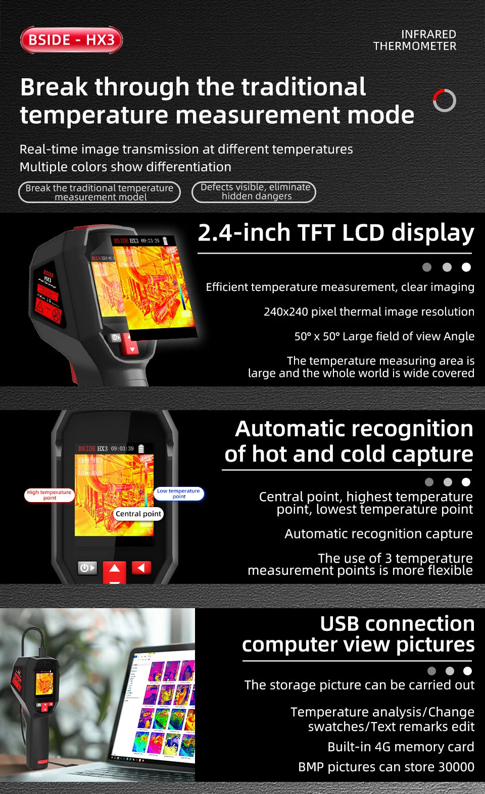 HX3 Infrared Thermal Camera HD Imaging for Circuit Repair