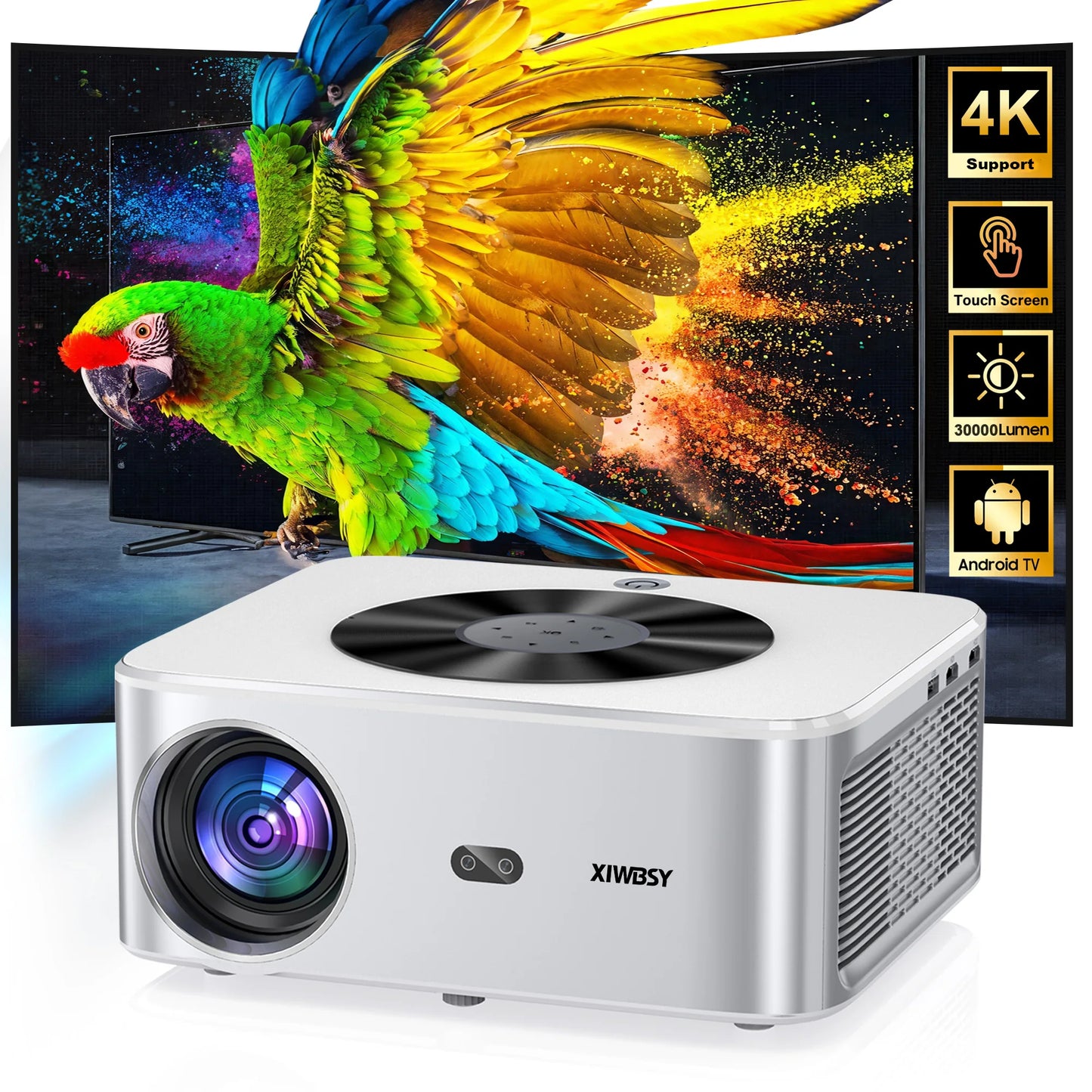 Portable 8K Home Theater Projector Android with Bluetooth 5.2