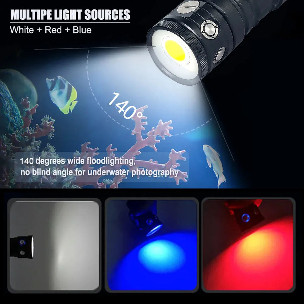 18000 Lumen LED Diving Flashlight Waterproof Tactical Torch