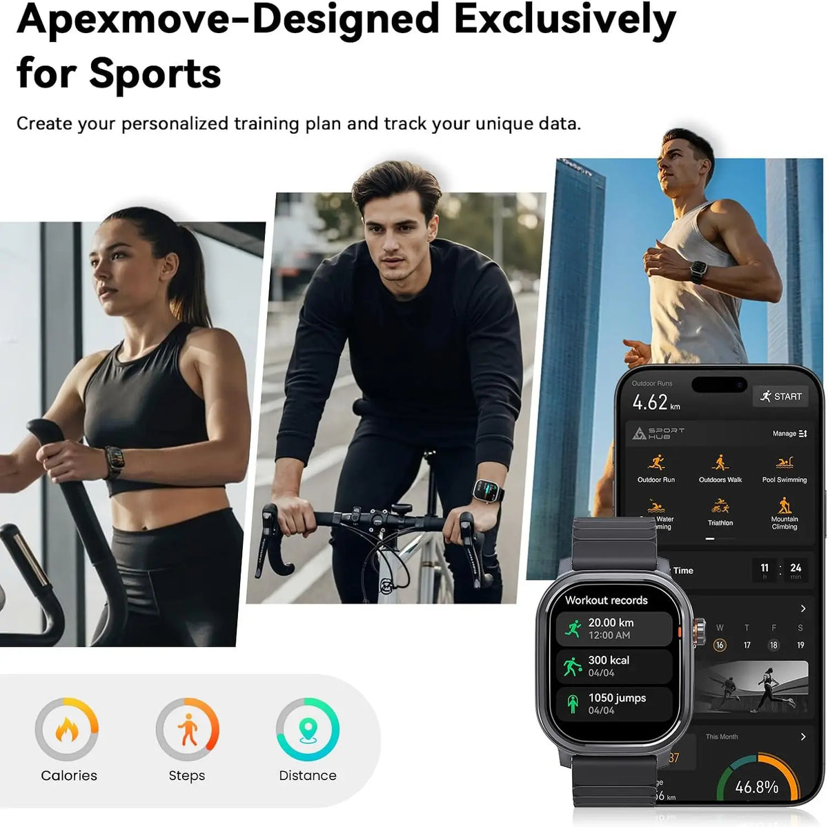 Waterproof Bluetooth Smartwatch with Fitness Monitoring Black