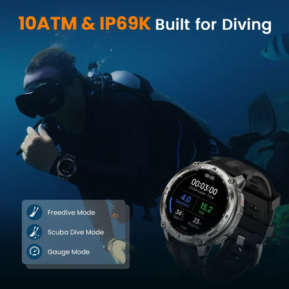 Rugged GPS Smartwatch 100M Waterproof with Extra Strap