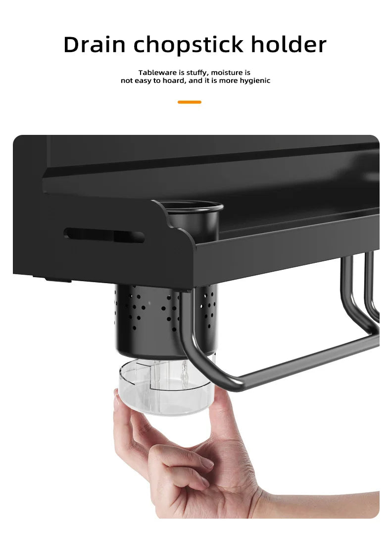 60cm Punch Free Kitchen Storage Shelf with Knife Holder